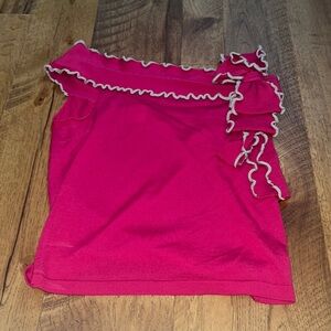 Red Valentino Woman’s Pink One Shoulder Top With Bow